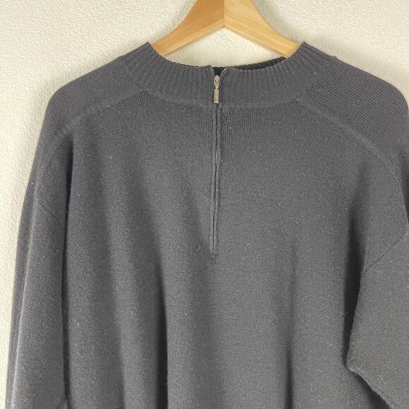VTG Demetre Pullover Sweater Mens Medium Black Knit 1/4 Zip Wool Blend Hong Kong - Picture 2 of 14